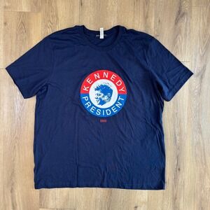 Kiel James Patrick Kennedy President 1960 Graphic T-Shirt Mens XXL Navy EUC